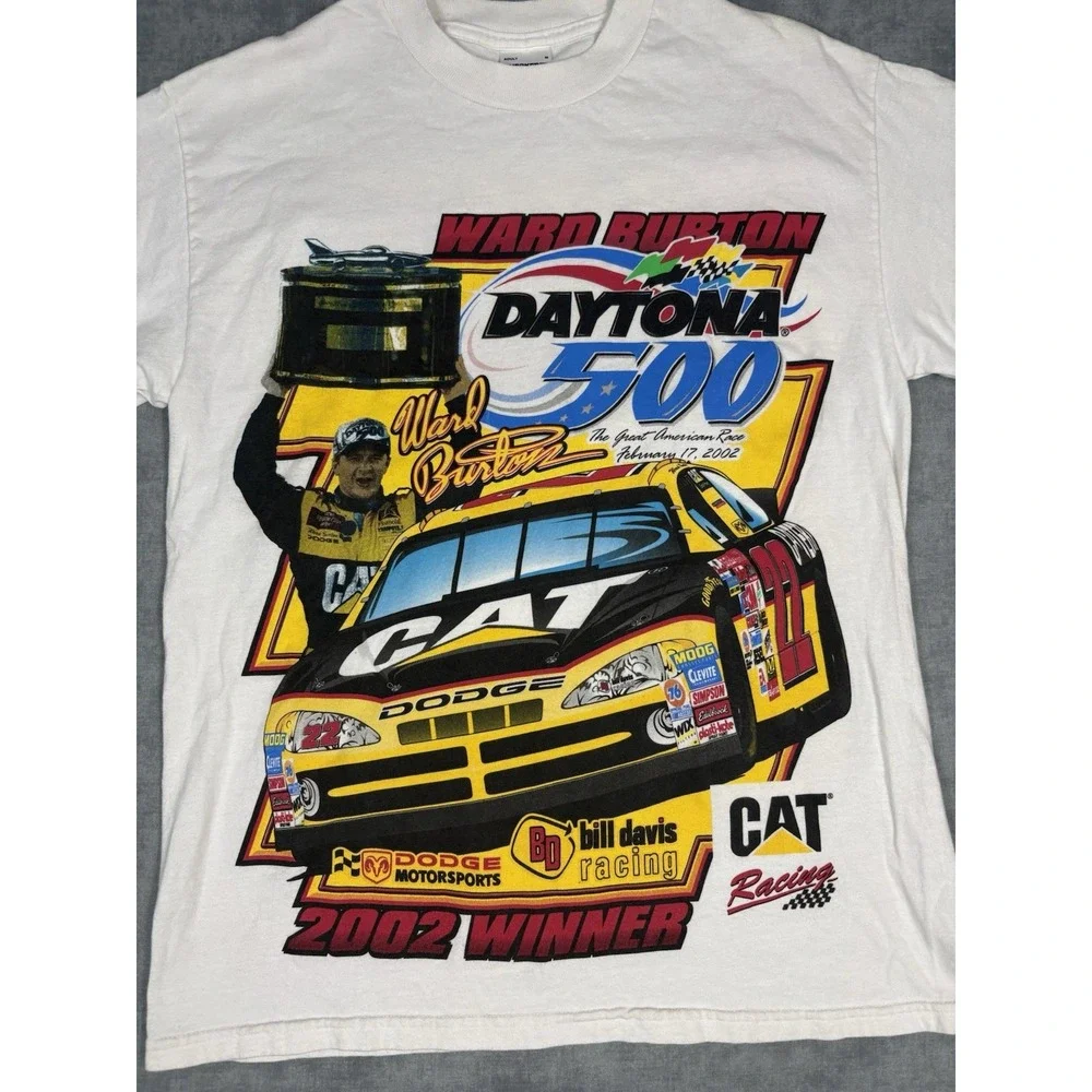 Vintage 2002 Ward Burton Daytona 500 Winner NASCAR CAT #22 Shirt M Double Side